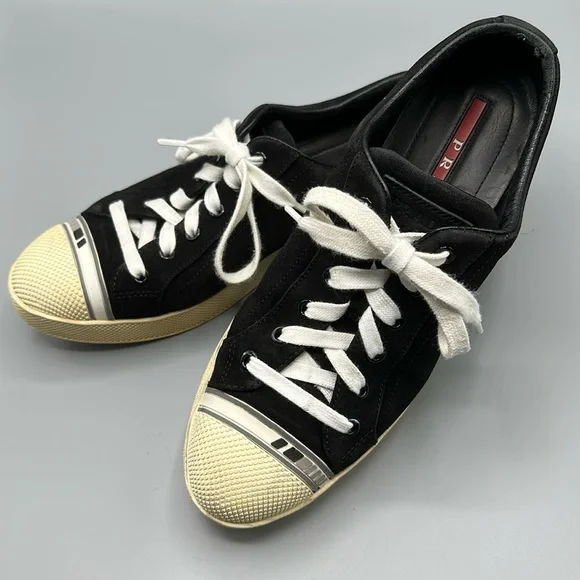 Prada Black Suede Sneakers 9/39 - Picture 1 of 9
